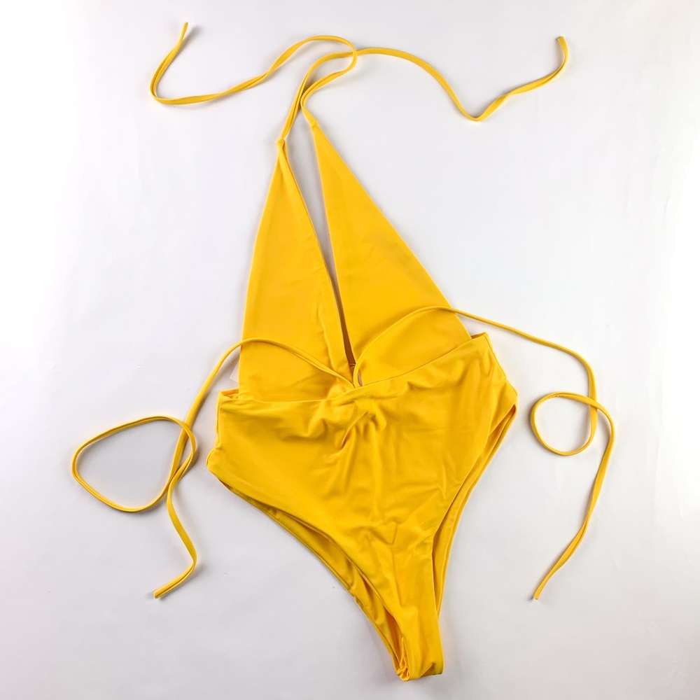 Zaful Plunge One Piece Wrap Swimsuit